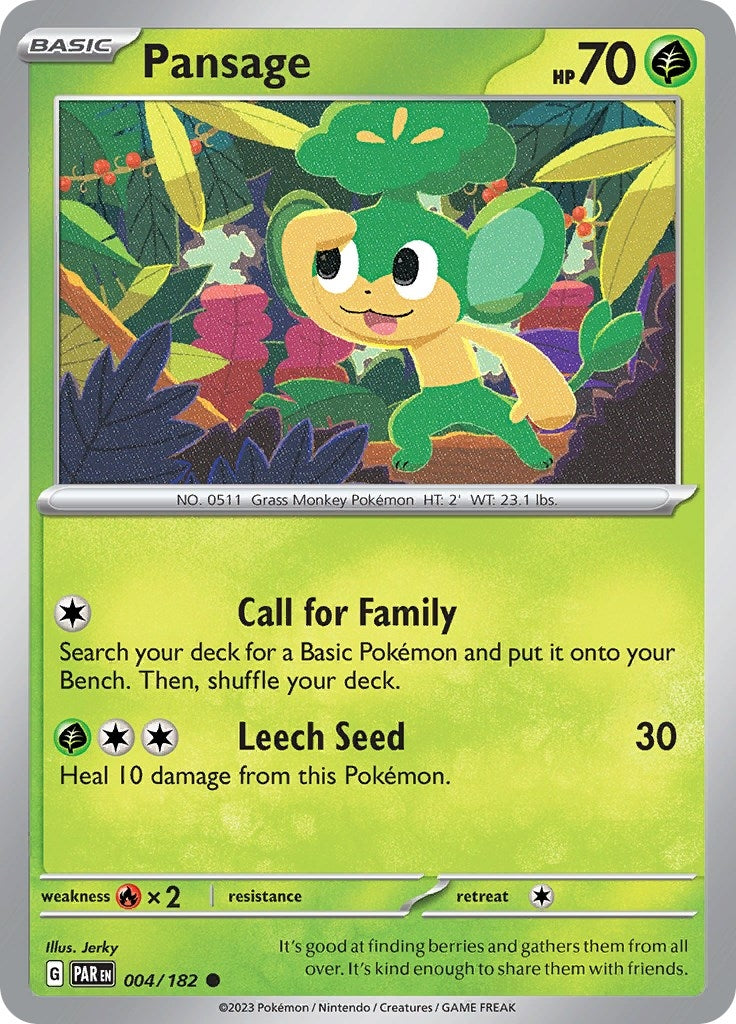 Image for Pansage (SV04: Paradox Rift) (004/182) - Pokemon
