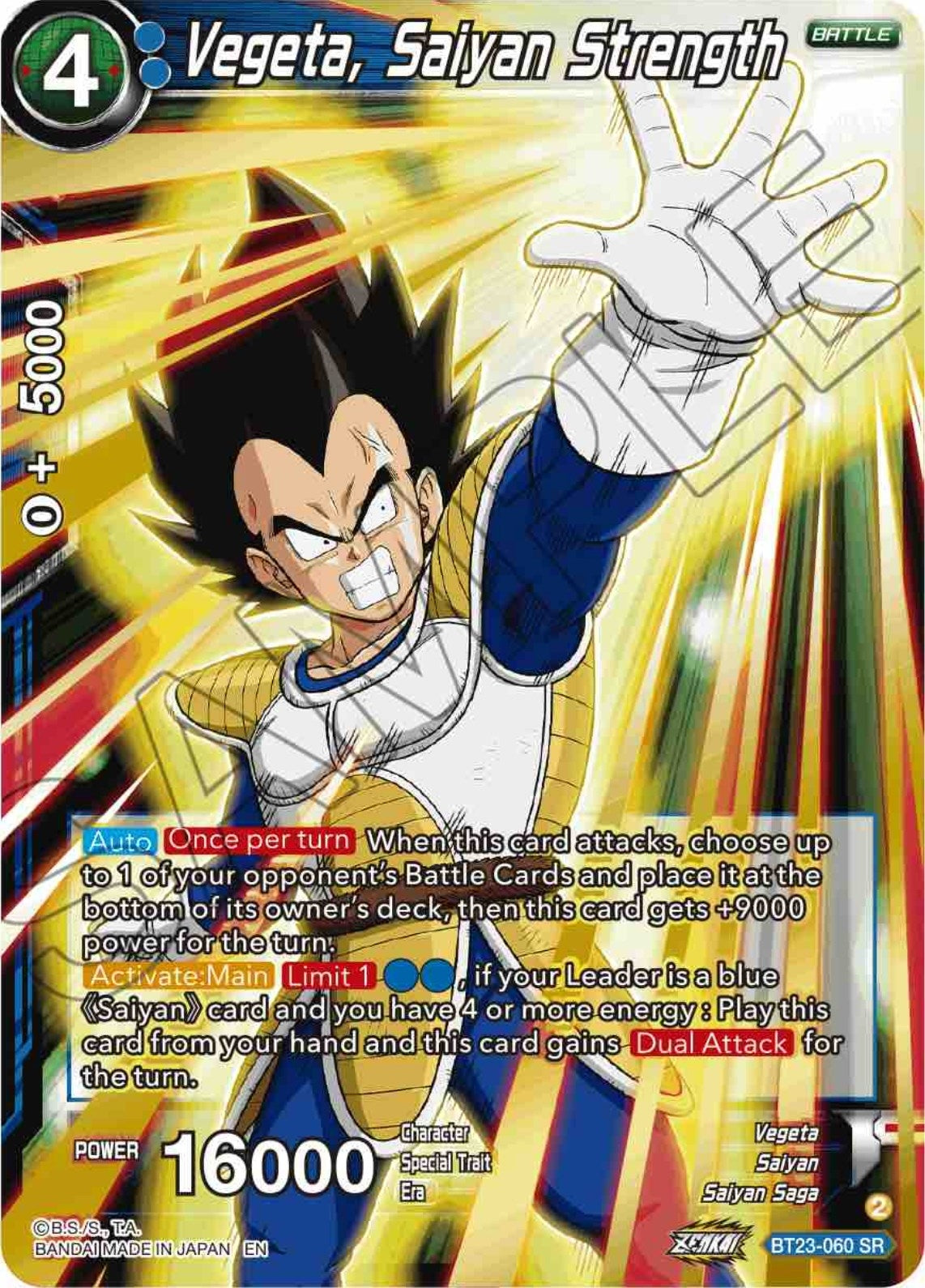 Image for Vegeta, Saiyan Strength (Perfect Combination) (BT23-060) - Dragon Ball Super: Masters