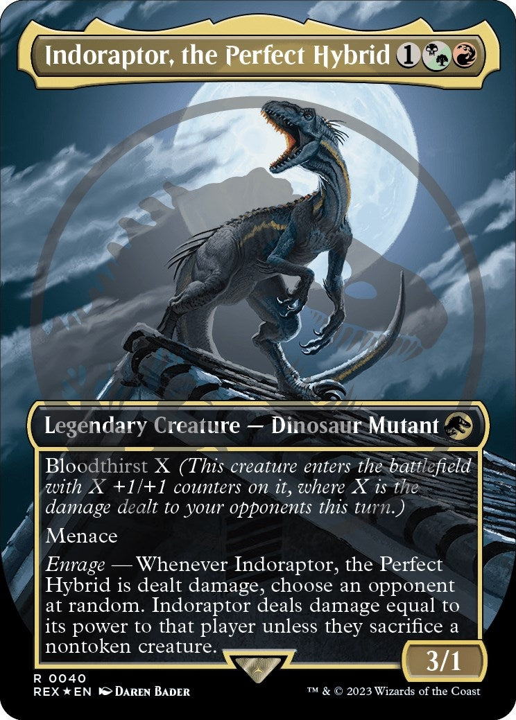 Image for Indoraptor, the Perfect Hybrid (Borderless) (Emblem) (Universes Beyond: Jurassic World Collection) (40) - Magic: The Gathering