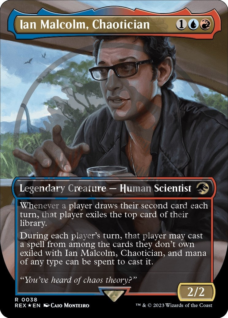 Image for Ian Malcolm, Chaotician (Borderless) (Emblem) (Universes Beyond: Jurassic World Collection) (38) - Magic: The Gathering