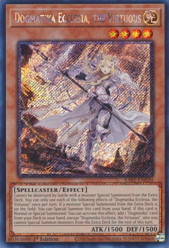 Image for Dogmatika Ecclesia, the Virtuous (Platinum Secret Rare) (25th Anniversary Rarity Collection) (RA01-EN020) - YuGiOh