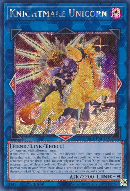 Image for Knightmare Unicorn (Alternate Art) (Platinum Secret Rare) (25th Anniversary Rarity Collection) (RA01-EN043) - YuGiOh