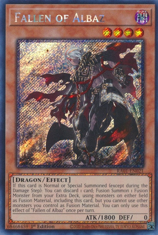 Image for Fallen of Albaz (Platinum Secret Rare) (25th Anniversary Rarity Collection) (RA01-EN021) - YuGiOh