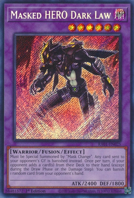 Image for Masked HERO Dark Law (Secret Rare) (25th Anniversary Rarity Collection) (RA01-EN025) - YuGiOh