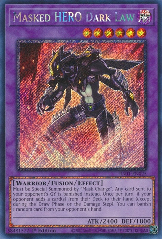 Image for Masked HERO Dark Law (Platinum Secret Rare) (25th Anniversary Rarity Collection) (RA01-EN025) - YuGiOh