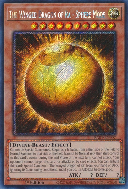 Image for The Winged Dragon of Ra - Sphere Mode (Platinum Secret Rare) (25th Anniversary Rarity Collection) (RA01-EN007) - YuGiOh