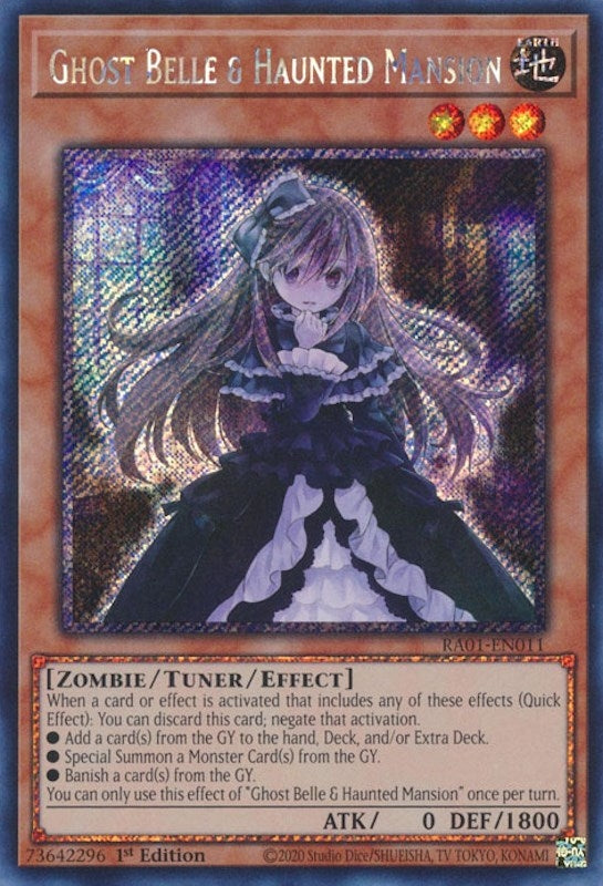 Image for Ghost Belle & Haunted Mansion (Platinum Secret Rare) (25th Anniversary Rarity Collection) (RA01-EN011) - YuGiOh