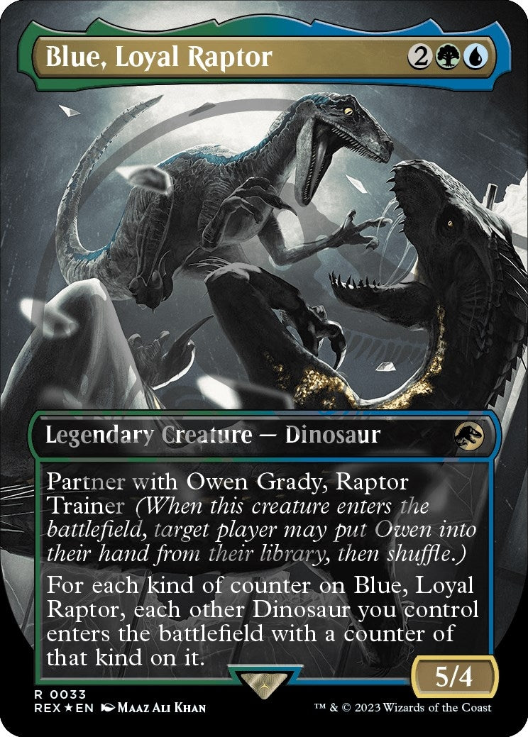 Image for Blue, Loyal Raptor (Borderless) (Emblem) (Universes Beyond: Jurassic World Collection) (33) - Magic: The Gathering