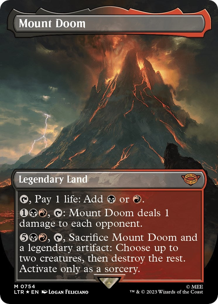 Image for Mount Doom (Borderless) (Surge Foil) (Universes Beyond: The Lord of the Rings: Tales of Middle-earth) (754) - Magic: The Gathering