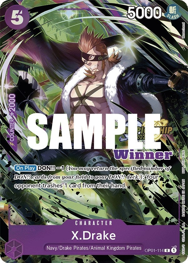 Image for X.Drake (CS 2023 Top Players Pack) [Winner] (One Piece Promotion Cards) (OP01-114) - One Piece Card Game