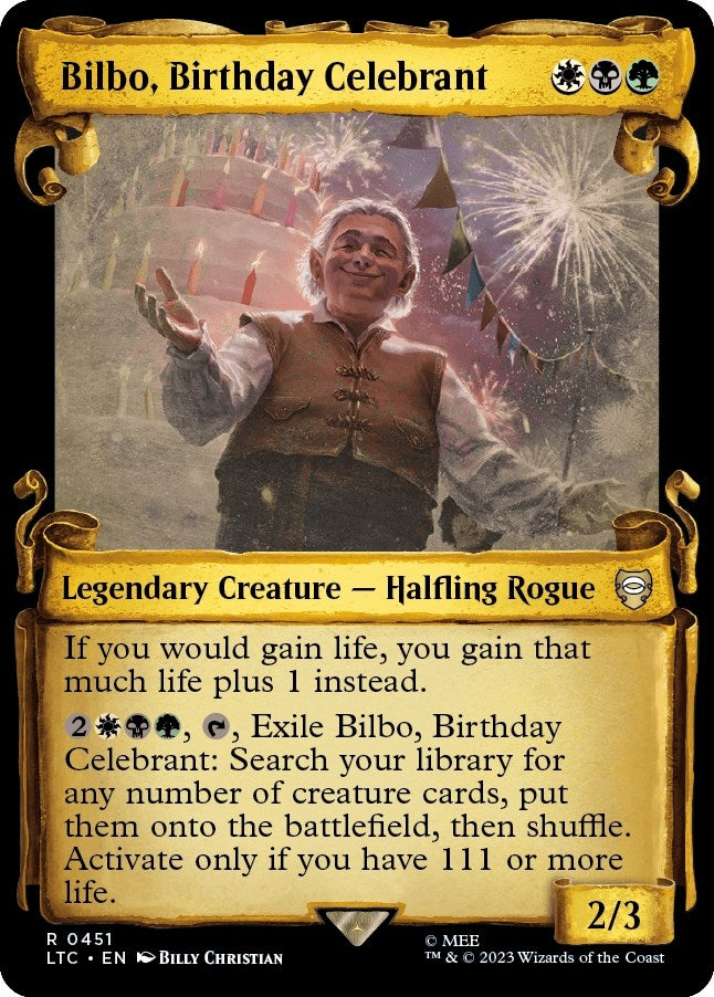 Image for Bilbo, Birthday Celebrant (Showcase Scrolls) (Commander: The Lord of the Rings: Tales of Middle-earth) (451) - Magic: The Gathering