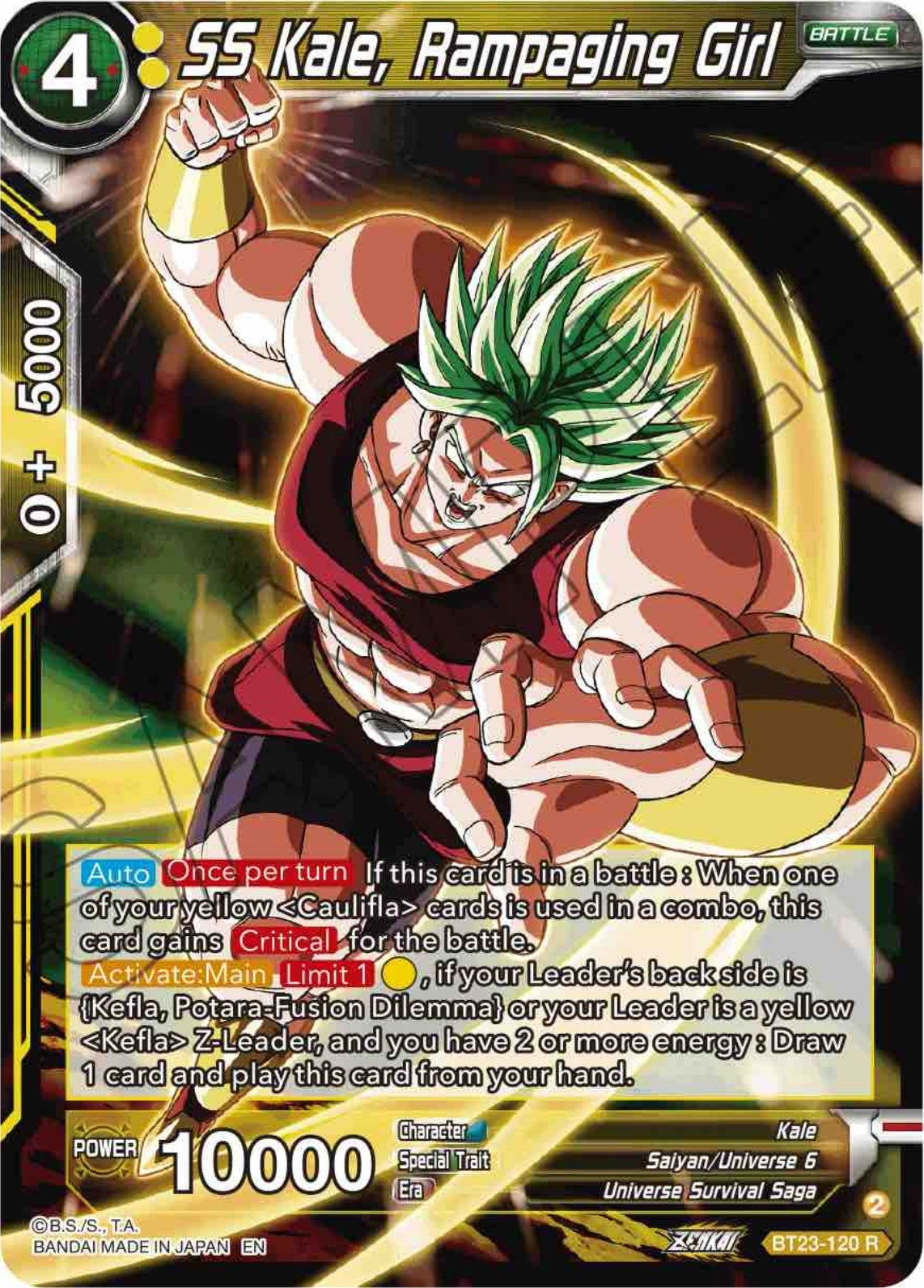 Image for SS Kale, Rampaging Girl (Perfect Combination) (BT23-120) - Dragon Ball Super: Masters