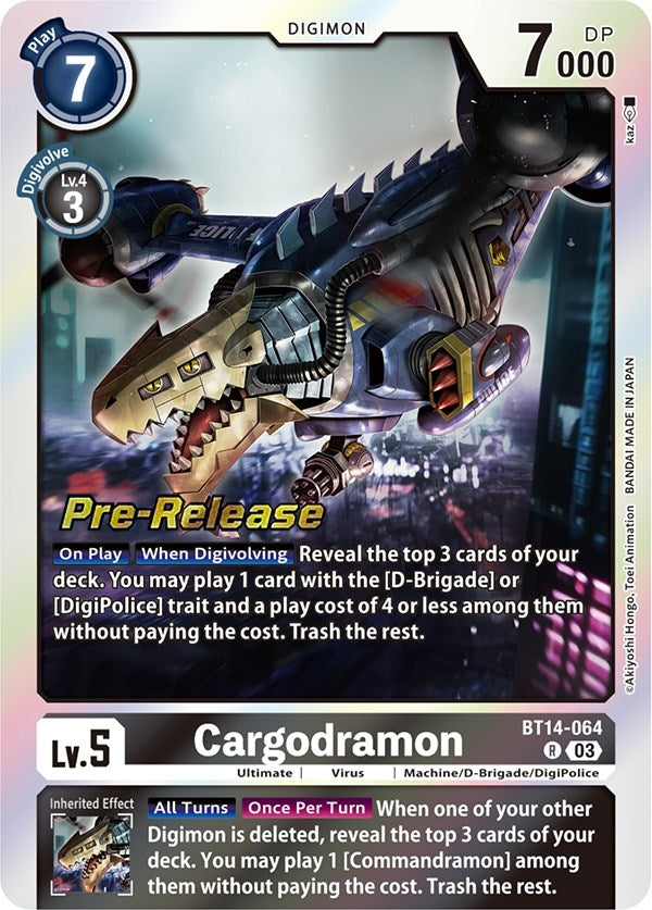 Image for Cargodramon (BT14-064 R) [Blast Ace Pre-Release Cards] - Digimon Card Game