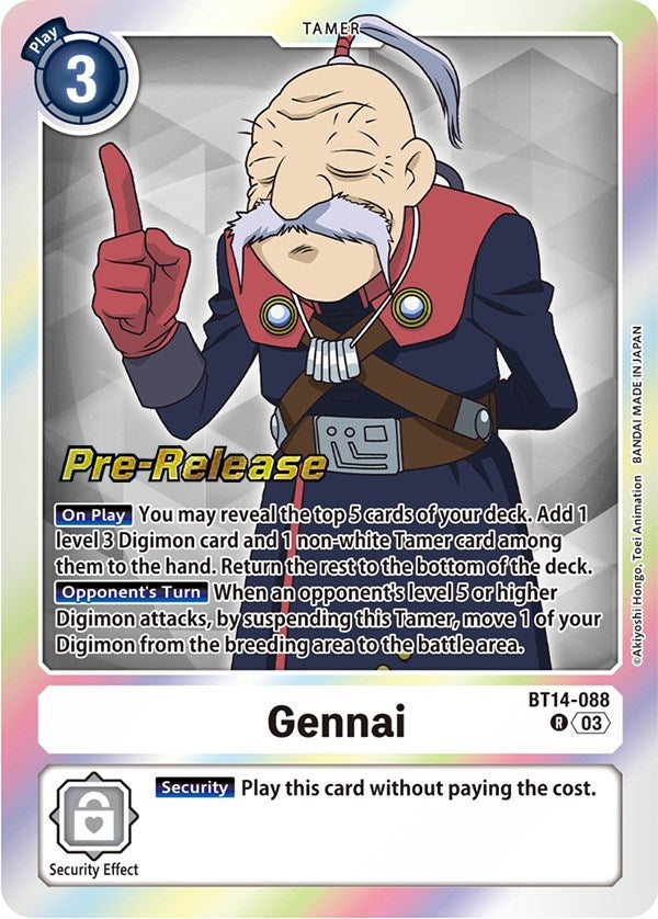 Image for Gennai (BT14-088 R) [Blast Ace Pre-Release Cards] - Digimon Card Game