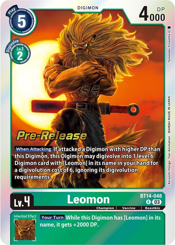 Image for Leomon (BT14-048 R) [Blast Ace Pre-Release Cards] - Digimon Card Game