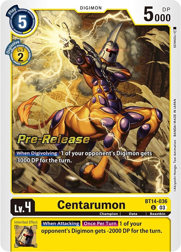 Image for Centarumon (BT14-036 U) [Blast Ace Pre-Release Cards] - Digimon Card Game