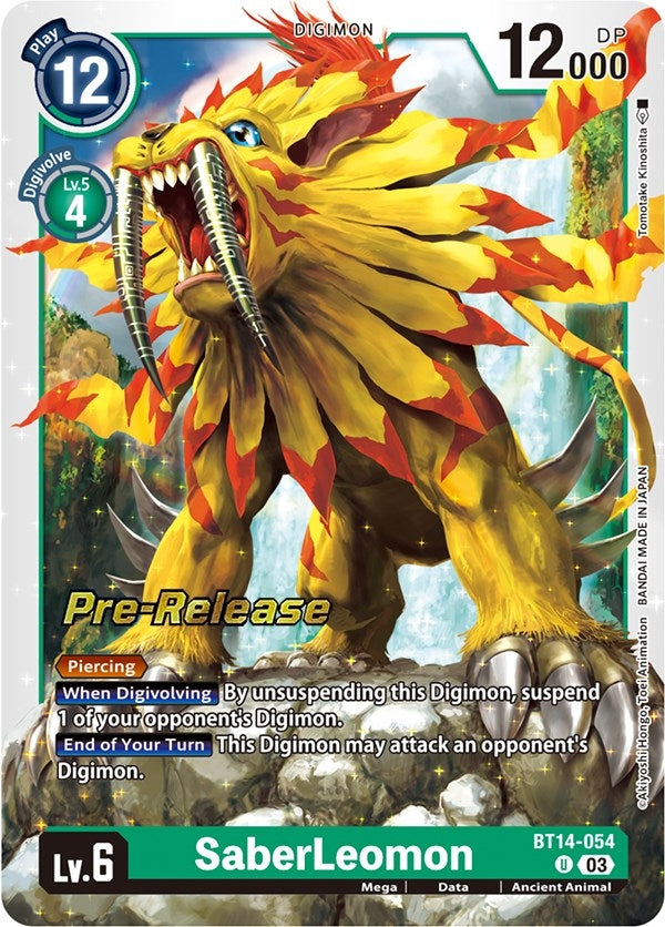 Image for SaberLeomon (BT14-054 U) [Blast Ace Pre-Release Cards] - Digimon Card Game