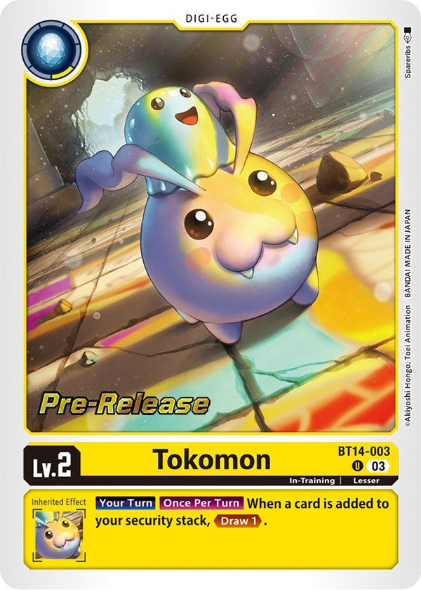 Image for Tokomon (BT14-003 U) [Blast Ace Pre-Release Cards] - Digimon Card Game