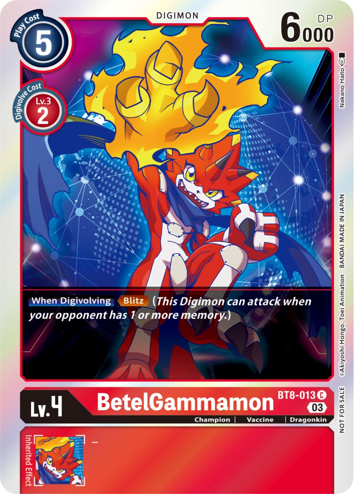 Image for BetelGammamon (Official Tournament Pack Vol.11) (BT8-013 C) [New Awakening] - Digimon Card Game