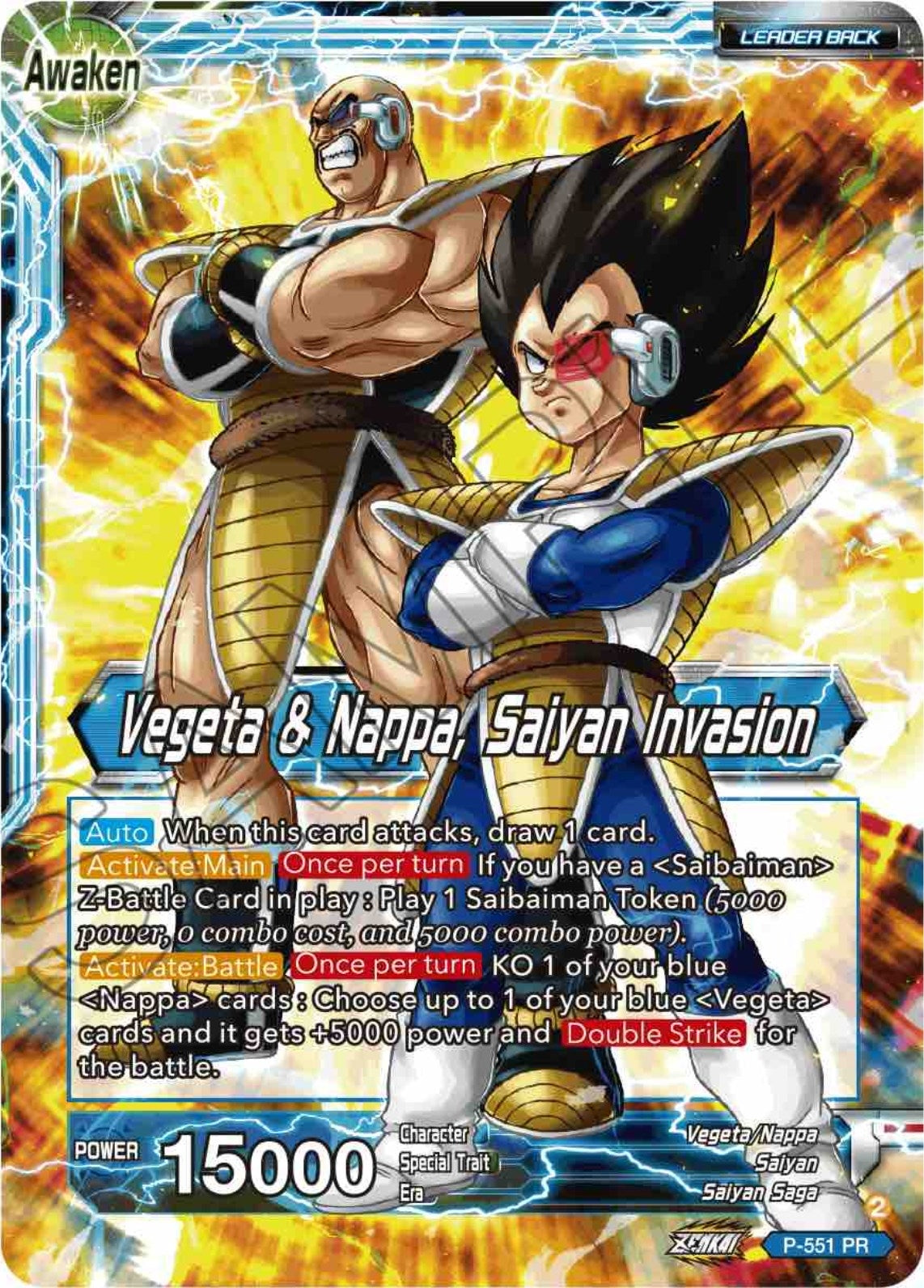 Image for Nappa // Vegeta & Nappa, Saiyan Invasion (Promotion Cards) (P-551) - Dragon Ball Super: Masters