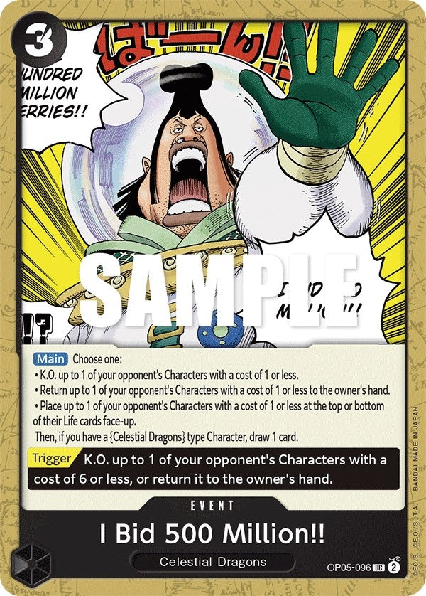 Image for I Bid 500 Million!! (Awakening of the New Era) (OP05-096) - One Piece Card Game