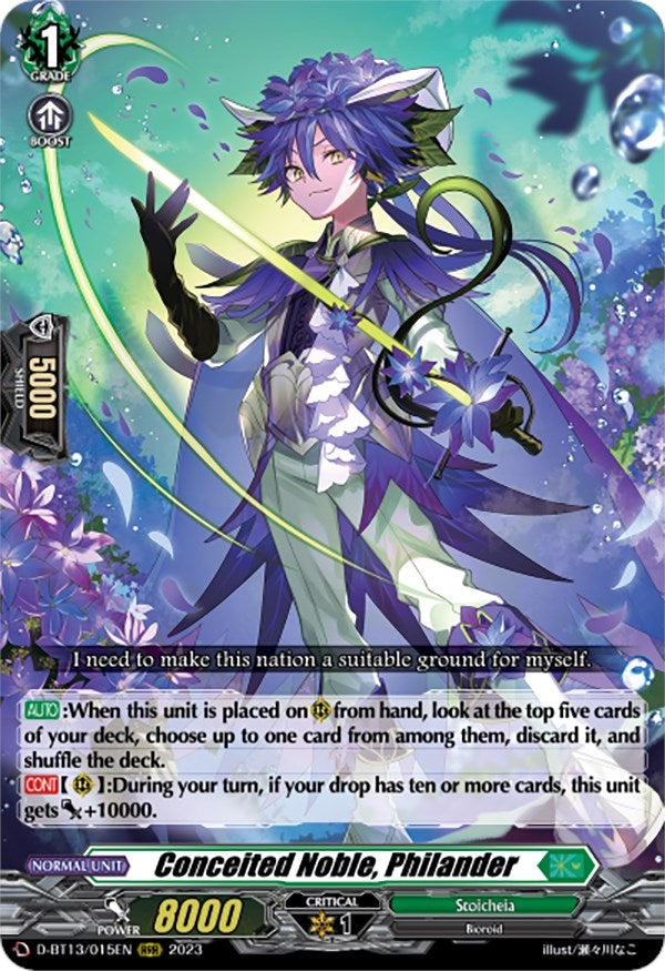 Image for Conceited Noble, Philander (D-BT13: Flight of Chakrabarthi) (D-BT13/015EN) - Cardfight Vanguard