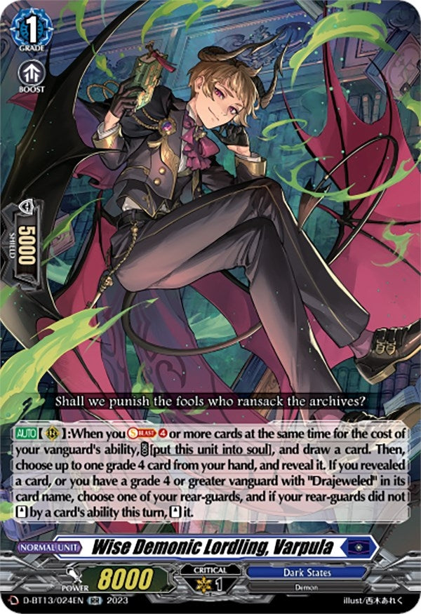 Image for Wise Demonic Lordling, Varpula (D-BT13: Flight of Chakrabarthi) (D-BT13/024EN) - Cardfight Vanguard