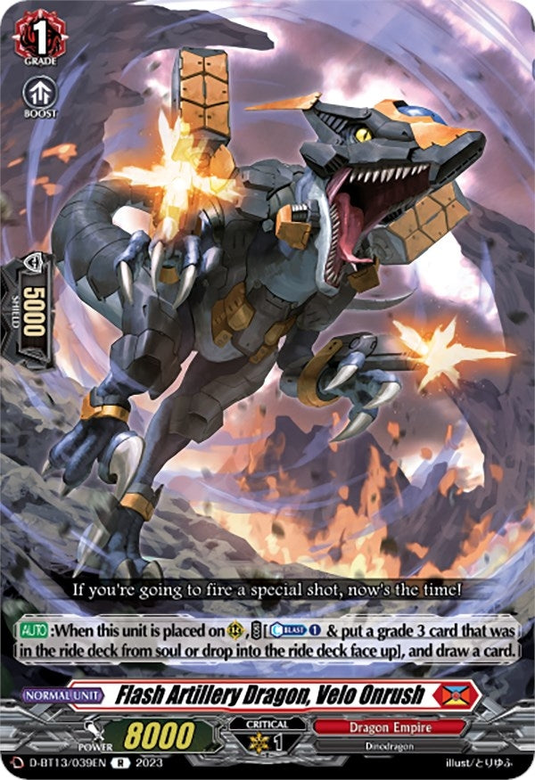 Image for Flash Artillery Dragon, Velo Onrush (D-BT13: Flight of Chakrabarthi) (D-BT13/039EN) - Cardfight Vanguard