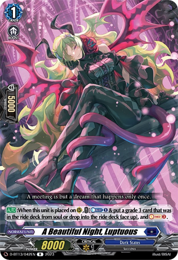 Image for A Beautiful Night, Luptuous (D-BT13: Flight of Chakrabarthi) (D-BT13/042EN) - Cardfight Vanguard