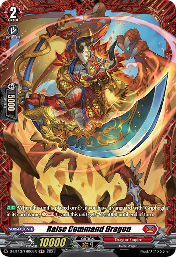 Image for Raise Command Dragon (FR) (D-BT13: Flight of Chakrabarthi) (D-BT13/FR06EN) - Cardfight Vanguard