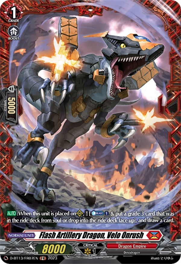 Image for Flash Artillery Dragon, Velo Onrush (FR) (D-BT13: Flight of Chakrabarthi) (D-BT13/FR07EN) - Cardfight Vanguard