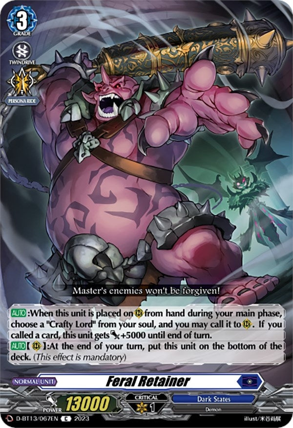 Image for Feral Retainer (D-BT13: Flight of Chakrabarthi) (D-BT13/067EN) - Cardfight Vanguard