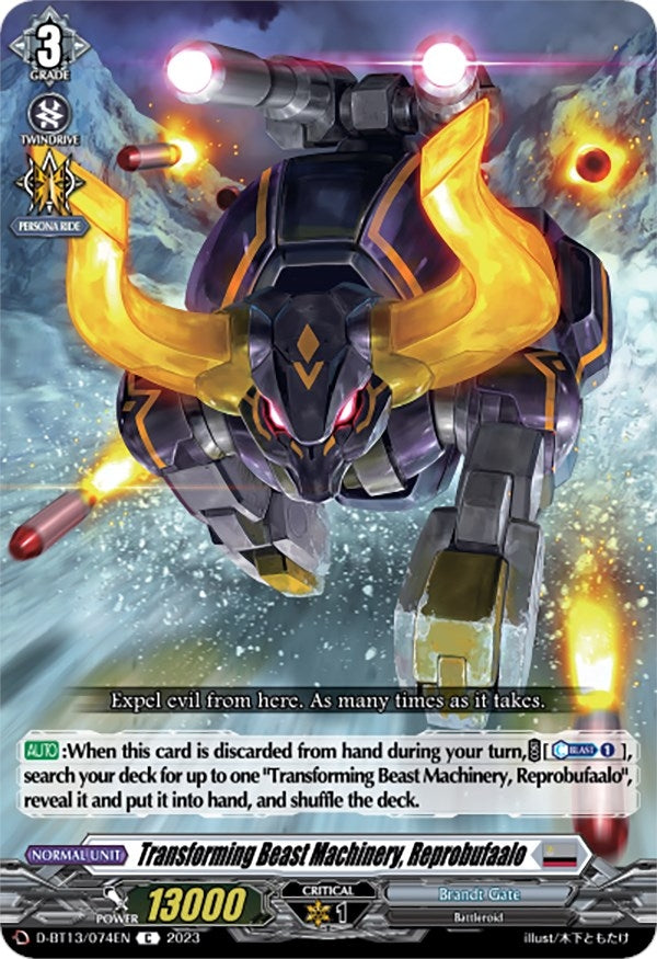 Image for Transforming Beast Machinery, Reprobufaalo (D-BT13: Flight of Chakrabarthi) (D-BT13/074EN) - Cardfight Vanguard