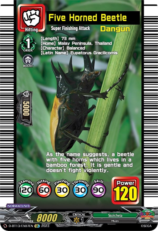 Image for Five Horned Beetle (D-BT13: Flight of Chakrabarthi) (D-BT13/EX07EN) - Cardfight Vanguard