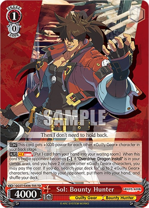 Image for Sol: Bounty Hunter (Guilty Gear -Strive-) (GGST/SX06-T05 TD) - Weiss Schwarz