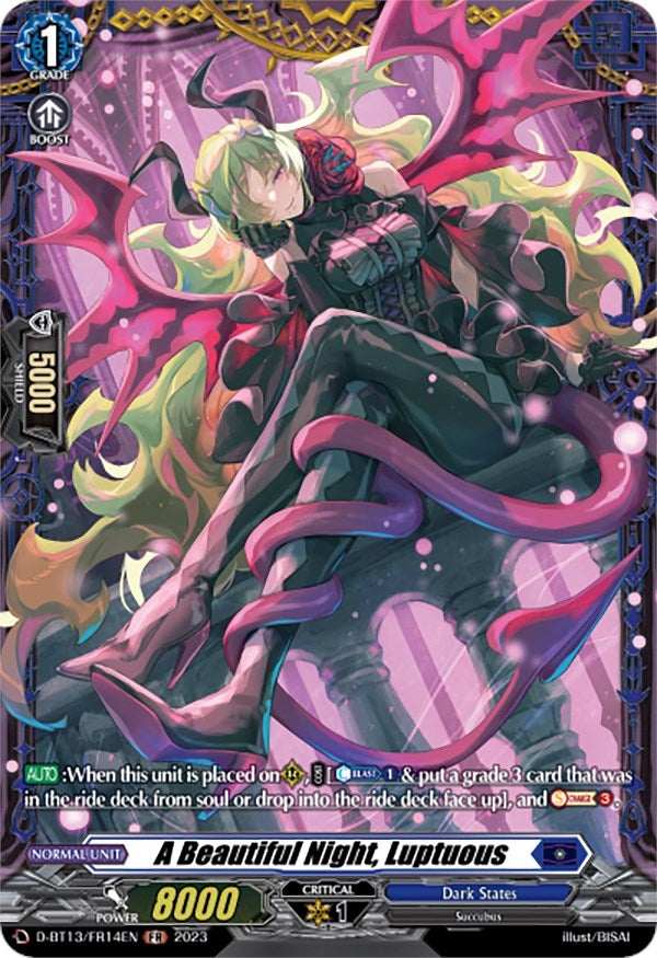 Image for A Beautiful Night, Luptuous (FR) (D-BT13: Flight of Chakrabarthi) (D-BT13/FR14EN) - Cardfight Vanguard