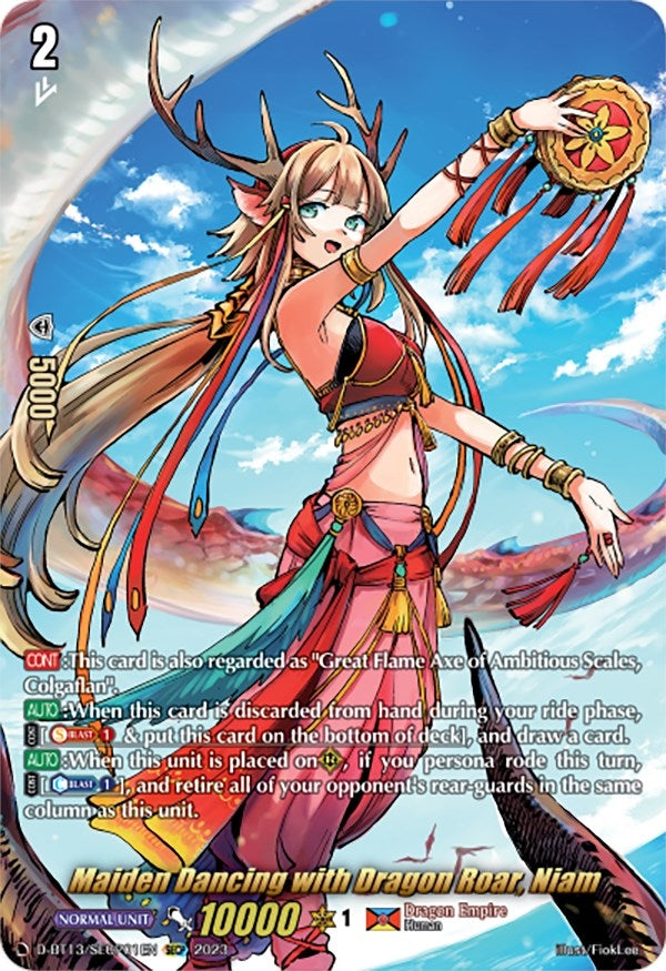 Image for Maiden Dancing with Dragon Roar, Niam (SECP) (D-BT13: Flight of Chakrabarthi) (D-BT13/SECP01EN) - Cardfight Vanguard