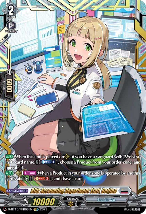Image for Blitz Accounting Department Staff, Berjina (FFR) (D-BT13: Flight of Chakrabarthi) (D-BT13/FRR09EN) - Cardfight Vanguard