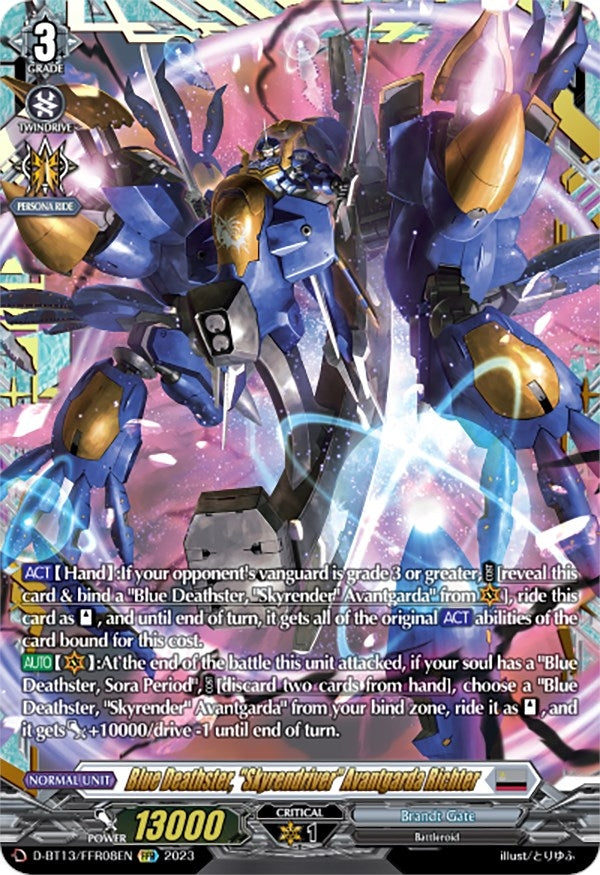 Image for Blue Deathster, "Skyrendriver" Avantgarda Richter (FFR) (D-BT13: Flight of Chakrabarthi) (D-BT13/FRR08EN) - Cardfight Vanguard