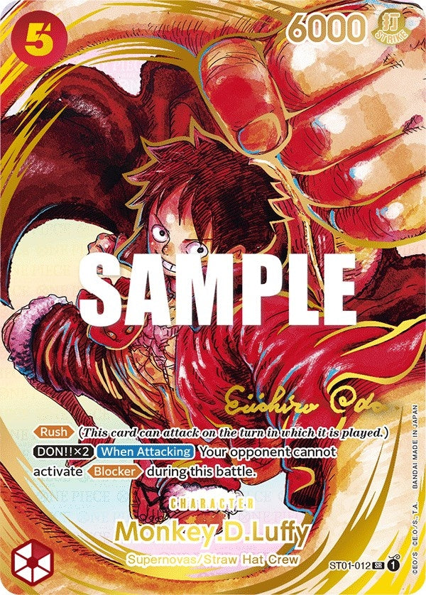 Image for Monkey.D.Luffy (012) (Alternate Art) (Gold-Stamped Signature) (Awakening of the New Era) (ST01-012) - One Piece Card Game
