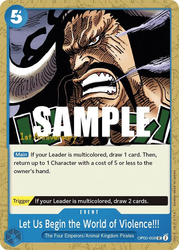 Image for Let Us Begin the World of Violence!! (Awakening of the New Era: 1st Anniversary Tournament Cards) (OP05-059) - One Piece Card Game