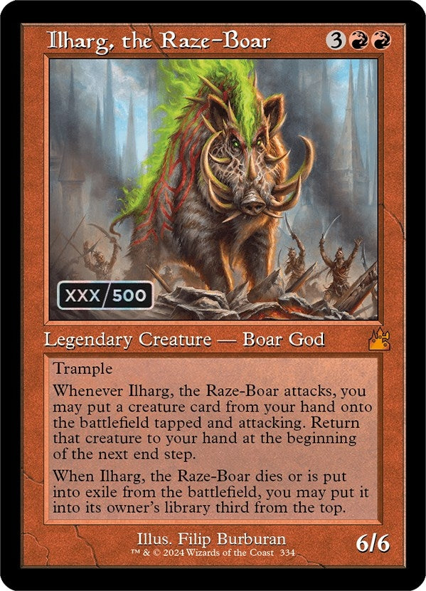 Image for Ilharg, the Raze-Boar (Retro Frame) (Serial Numbered) (Ravnica Remastered) (334) - Magic: The Gathering