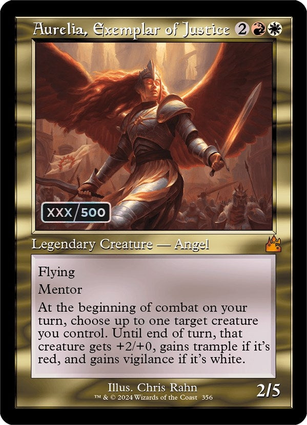 Image for Aurelia, Exemplar of Justice (Retro Frame) (Serial Numbered) (Ravnica Remastered) (356) - Magic: The Gathering