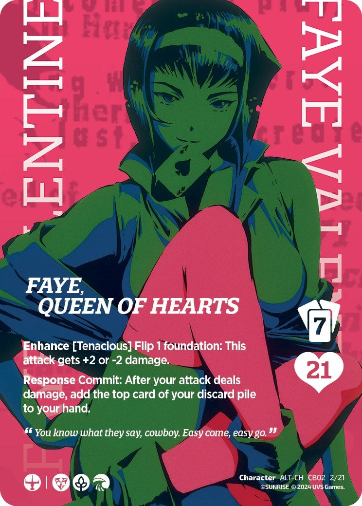 Image for Faye, Queen of Hearts (Alternate Art) (Challenger Series: Cowboy Bebop and Trigun Stampede) (CB02 2/21) - UniVersus