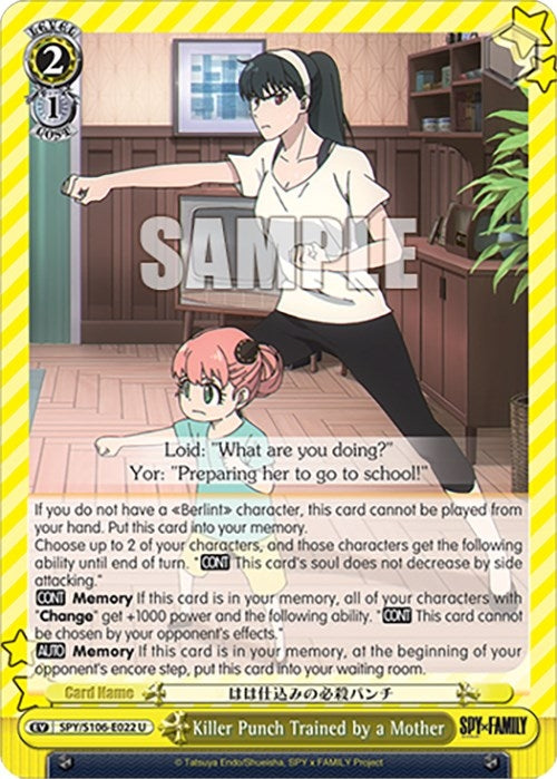 Image for Killer Punch Trained by a Mother (SPY x FAMILY) (SPY/S106-E022 U) - Weiss Schwarz