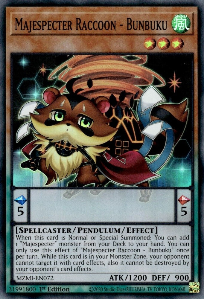 Image for Majespecter Raccoon - Bunbuku (Maze of Millennia) (MZMI-EN072) - YuGiOh