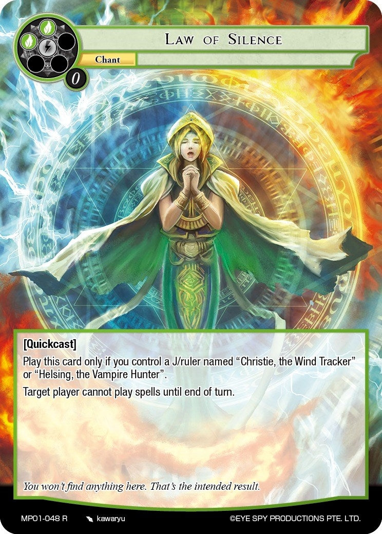 Image for Law of Silence (Masterpiece "Pilgrim-Memories") (MP01-048 R) - Force of Will