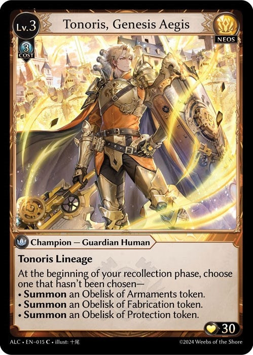 Image for Tonoris, Genesis Aegis (Alchemical Revolution Starter Decks) (012) - Grand Archive TCG