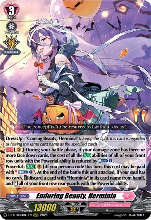 Image for Enduring Beauty, Herminia (D-LBT04: Lyrical Monasterio ~Trick or Trick!~) (D-LBT04/001EN) - Cardfight Vanguard