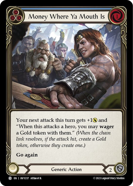Image for Money Where Ya Mouth Is (Blue) (Heavy Hitters) (HVY237) - Flesh and Blood TCG